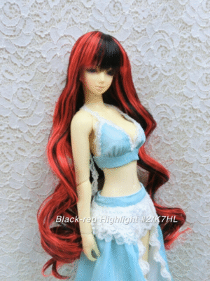 Wig / 5.5 inch / Long Curly (Black-red #2/K7HL)