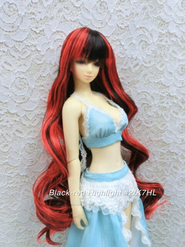 Wig / 5.5 inch / Long Curly (Black-red #2/K7HL)