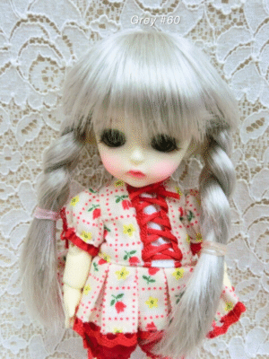 Wig / 5.5 inch / Twin braids (Grey #60)