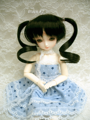 Wig / 5 inch / Curly Twintails (Black #2)