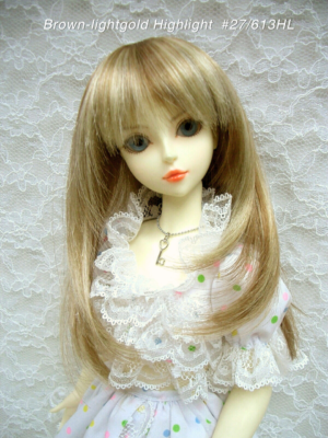 Wig / 6-7 inch / Semi-long Layer (Brown-lightgold Highlight #27/613HL)