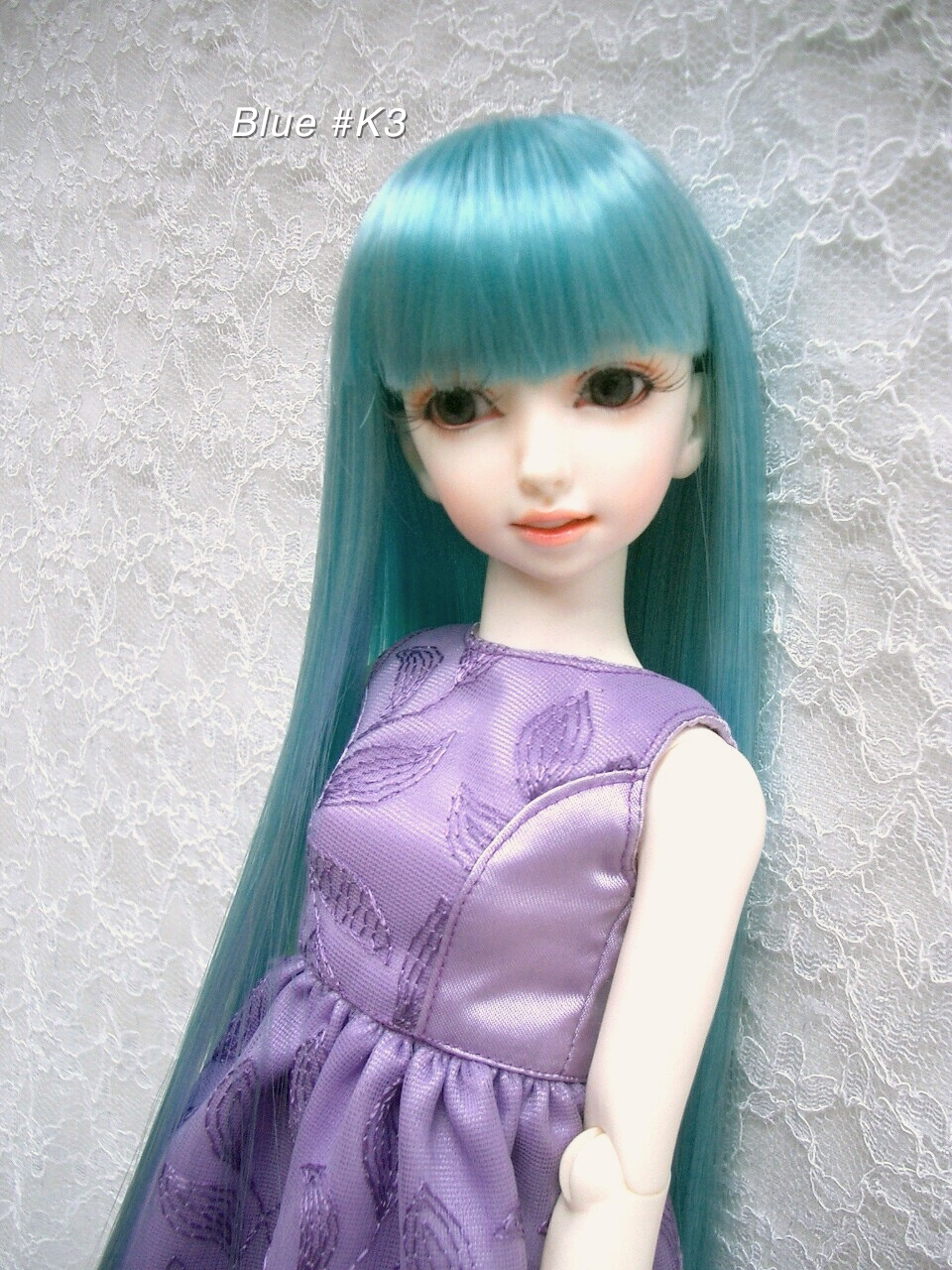 28102-6 blue_K3 Wig / 6 inch / Long Straight (Blue #K3)