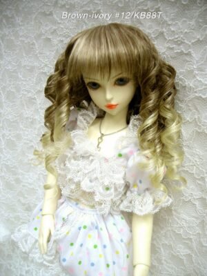 Wig / 6-7 inch / Curly Hair (Brown-ivory #12/KB88T)