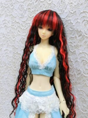 Wig / 5.5 inch / Long Wave (Black-red #2/K7HL)