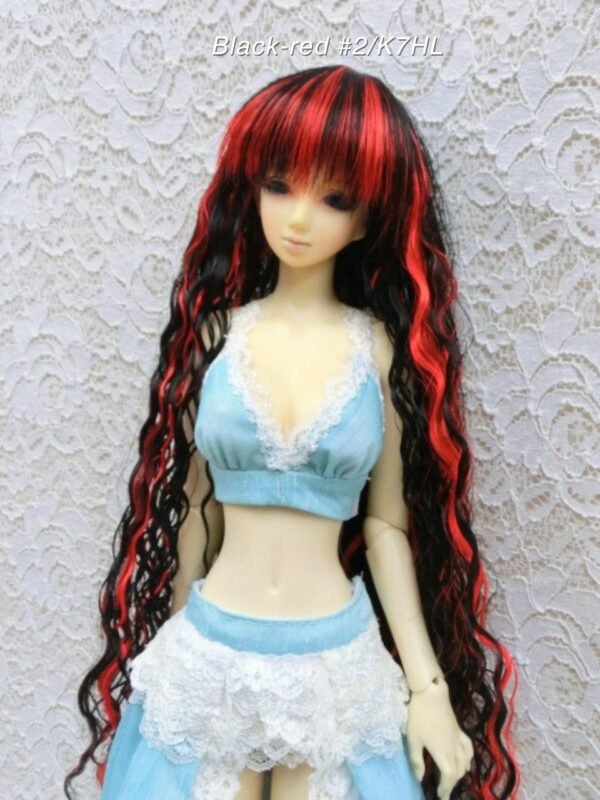 Wig / 5.5 inch / Long Wave (Black-red #2/K7HL)