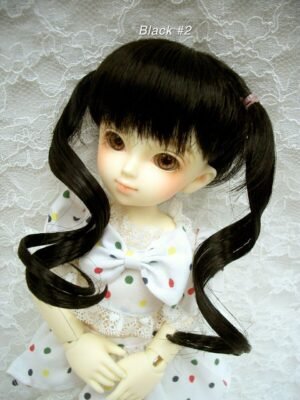 Wig / 6-7 inch / Soft Curly Twintails (Black #2)
