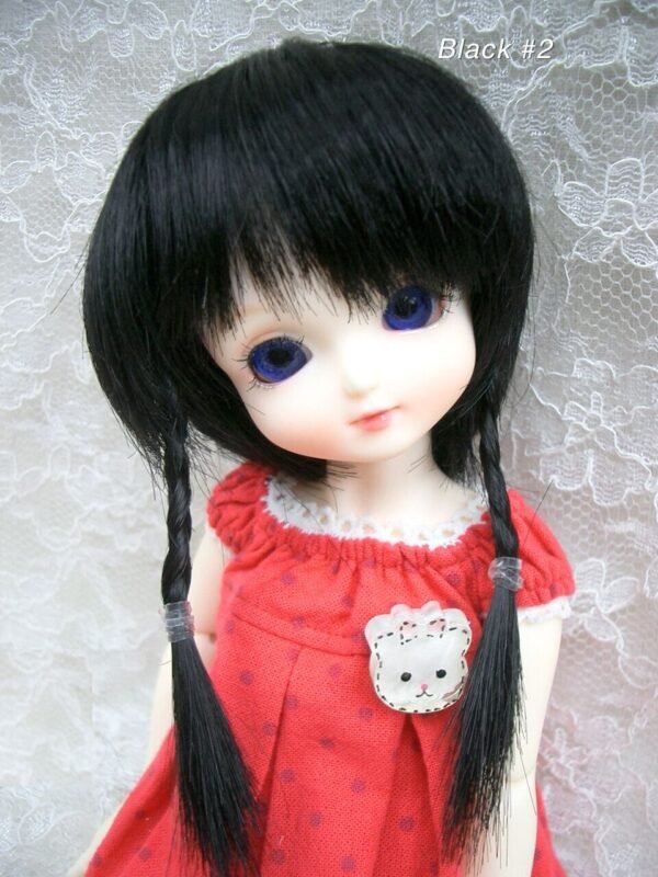 Wig / 6 inch / Braided Pigtails (Black #2)