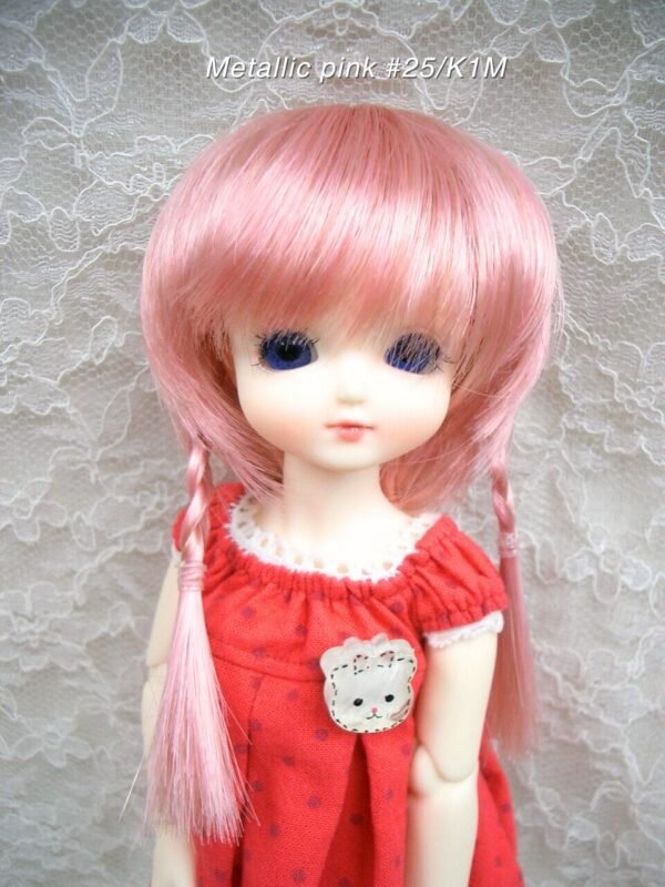 Wig / 6 inch / Braided Pigtails (Metallic pink #25/K1M)