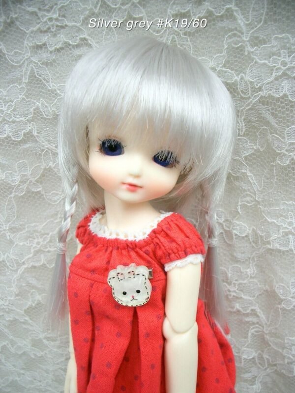 Wig / 6 inch / Braided Pigtails (Sliver grey #K19/60)