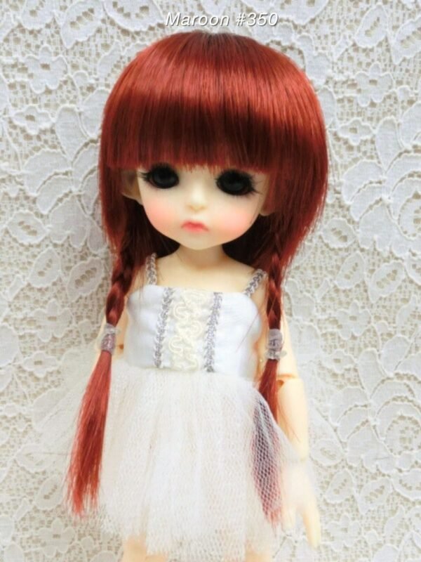 Wig / 5.5 inch / Braided Pigtails (Maroon #350)