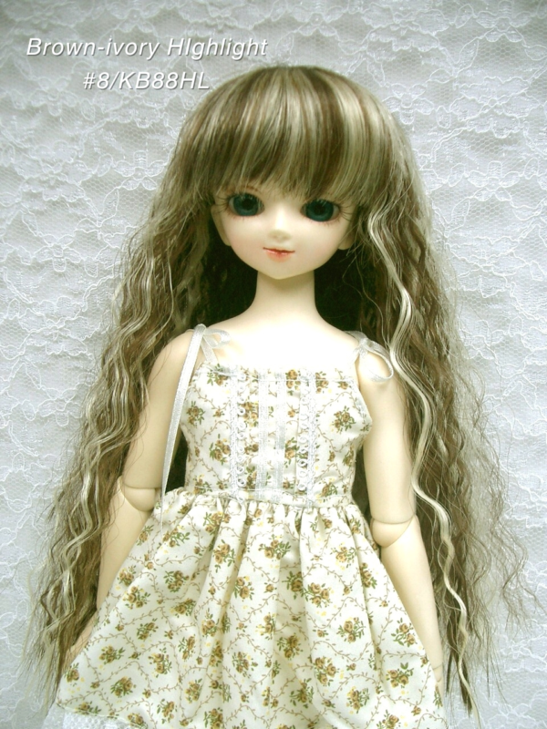Wig / 7-8 inch / Long Wave (Brown-ivory Highlight #8/KB88HL)