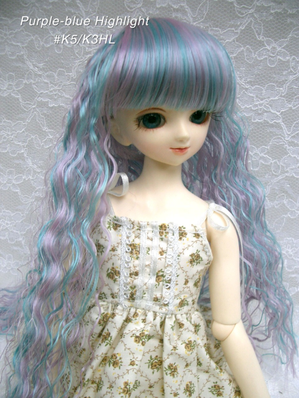 Wig / 7-8 inch / Long Wave (Purple-blue Highlight #K5/K3HL)