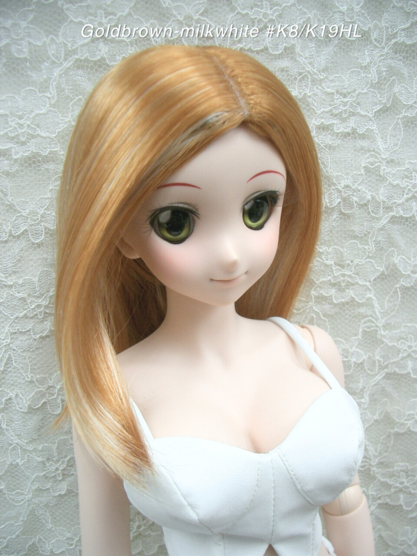 Wig / 8-9 inch / Short One-length (Goldbrown-milkwhite #K8/K19HL)