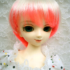 Wig / 7-8 inch / Short Bob with a tail (Milkwhite-hotpink #K19/N10)