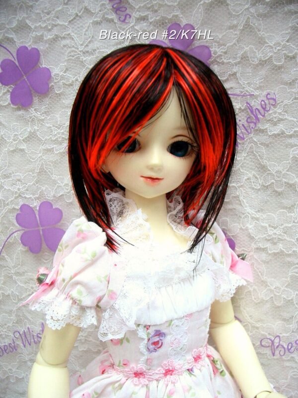 Wig / 7-8 inch / Short (Black-red #2/K7HL)