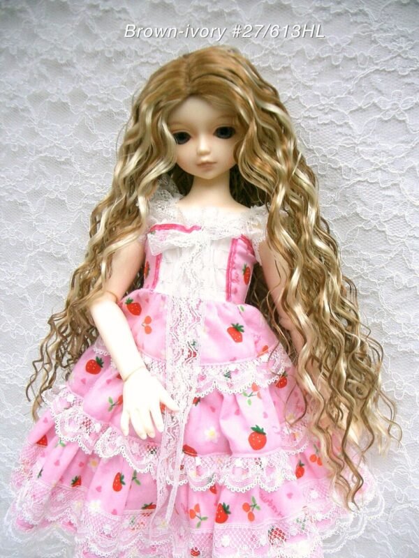 Wig / 7-8 inch / One-length Long Wave (Brown-ivory #27/613HL)