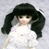 Wig / 7-8 inch / Twintails Ribbon Curly (Black #1B)