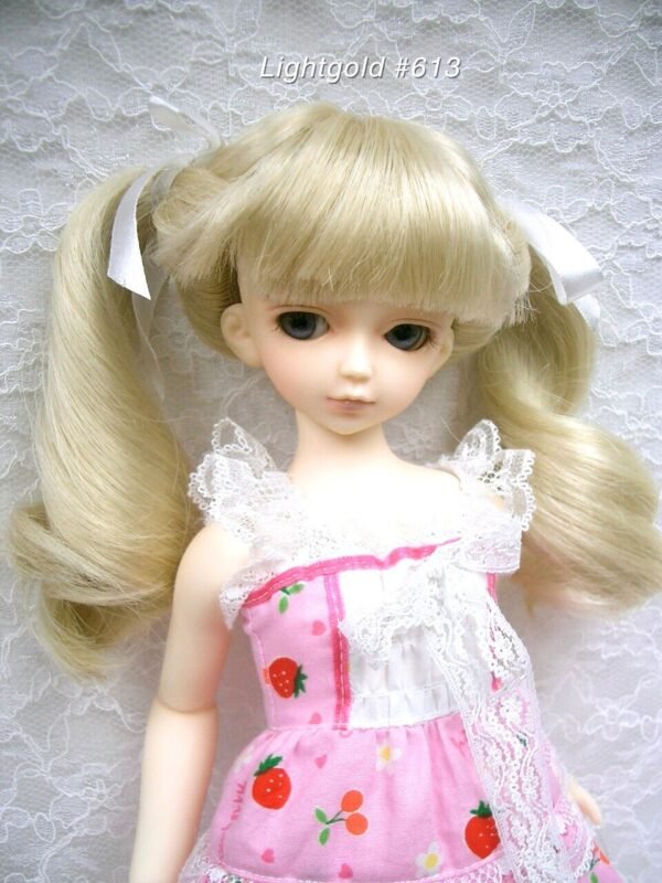 Wig / 7-8 inch / Twintails Ribbon Curly (Lightgold #613)