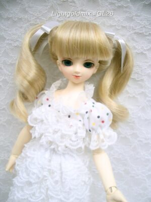 Wig / 7-8 inch / Twintails Ribbon Curly (Lightgoldmix #GL26)