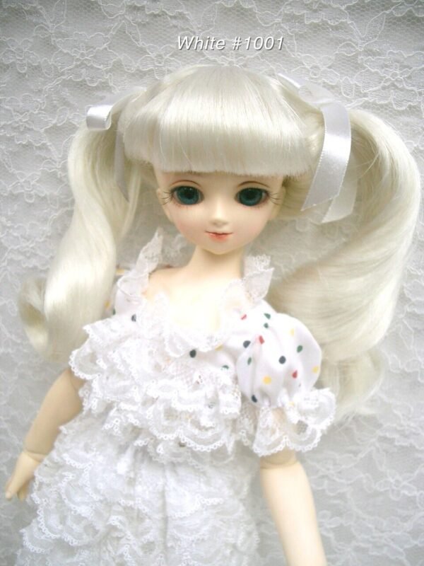 Wig / 7-8 inch / Twintails Ribbon Curly (White #1001)