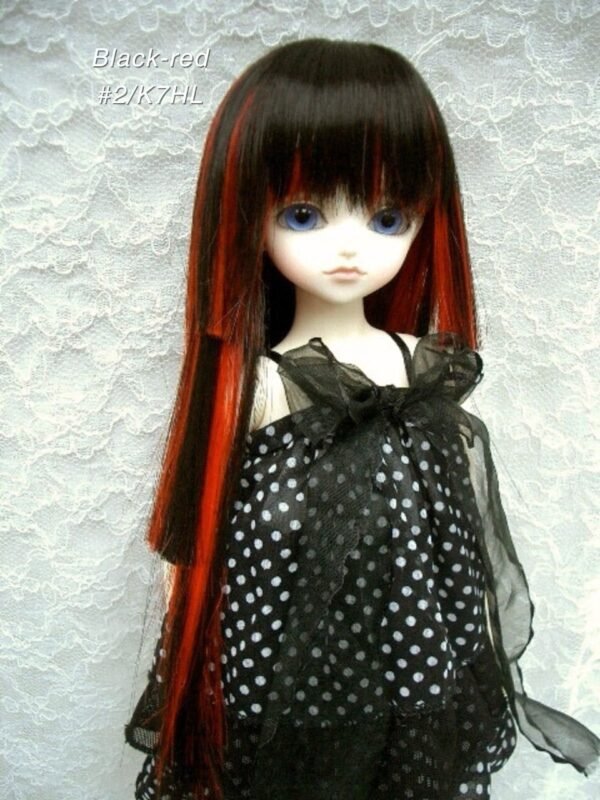 Wig / 7-8 inch / Princess-cut Long (Black-red #2/K7HL)