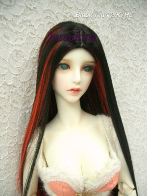Wig / 8 inch / Straight Long (Black-red #2/K7HL)