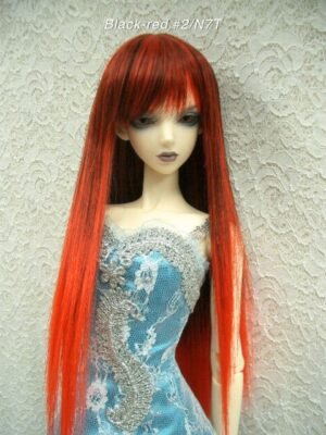 Wig / 8 inch / Long Straight V-shaped haircut *Length 33cm (Black-red #2/N7T)