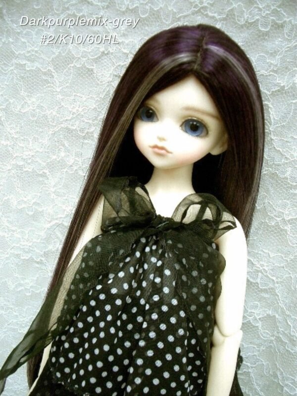 Wig / 7-8 inch / One-length Long Straight (Darkpurple-grey #2/K10M/60HL)