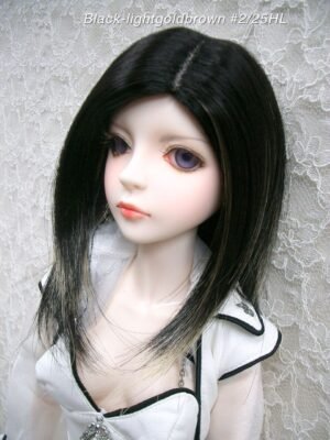Wig / 8 inch / Long Bob (Black-lightgoldbrown #2/25HL)