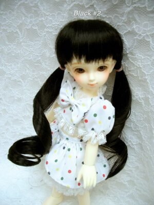 Wig / 6-7 inch / Soft Curly Long Twintails (Black #2)