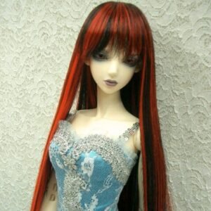 Wig / 8 inch / Long Straight with Bangs *Length 38cm (Black-red #2/K7HL)