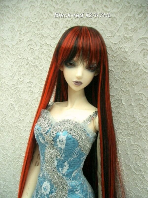 Wig / 8 inch / Long Straight with Bangs *Length 38cm (Black-red #2/K7HL)