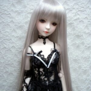 Wig / 8 inch / Long Straight with Bangs *Length 38cm (Grey #60)