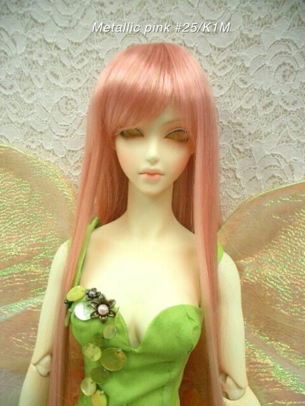 Wig / 8 inch / Long Straight with Bangs *Length 38cm (Metallic pink #25/K1M)