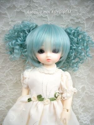Wig / 6-7 inch / Curly Twintails with Bangs (Ashblue mix #B1/60M)