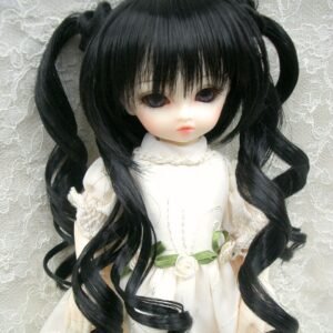 Wig / 6-7 inch / Chignon Curly Twintails (Black #2)