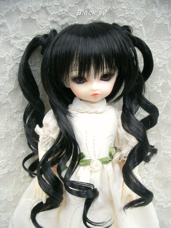 Wig / 6-7 inch / Chignon Curly Twintails (Black #2)