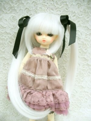 Wig / 6-7 inch / Ribbon Twintails (White)