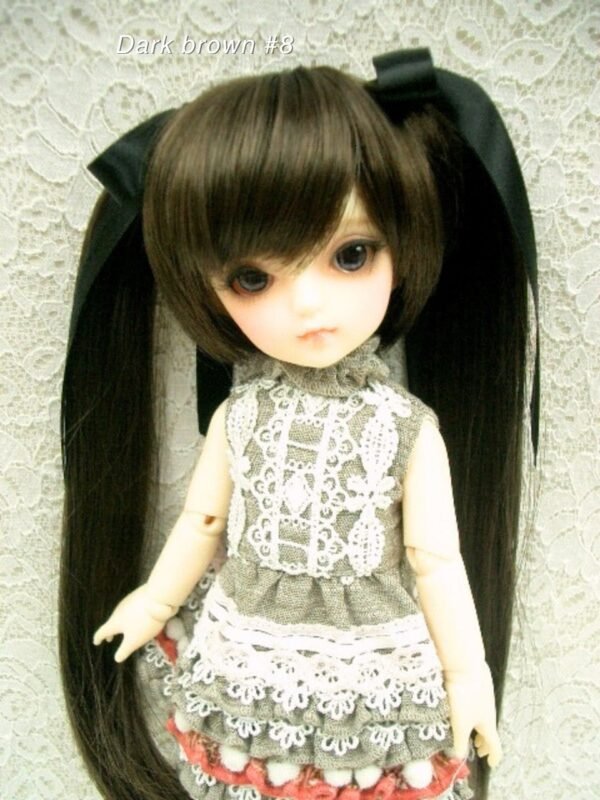 Wig / 6-7 inch / Ribbon Twintails (Dark brown #8)