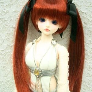 Wig / 6-7 inch / Ribbon Twintails (Maroon #350)