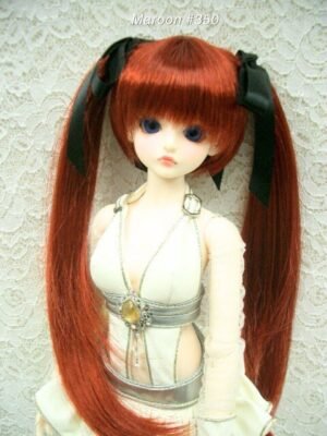 Wig / 6-7 inch / Ribbon Twintails (Maroon #350)
