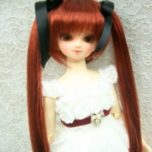 Wig / 7-8 inch / Ribbon Twintail (Maroon #350)