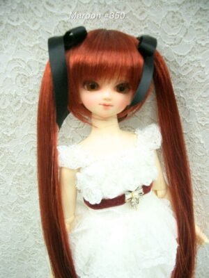 Wig / 7-8 inch / Ribbon Twintail (Maroon #350)