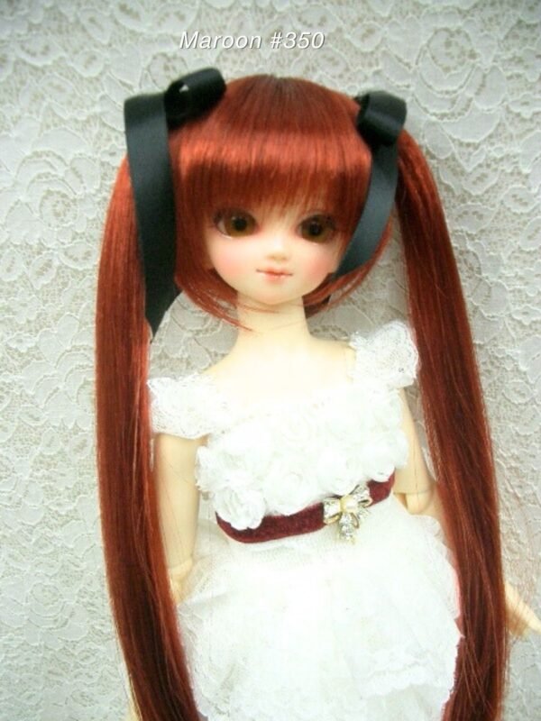 Wig / 7-8 inch / Ribbon Twintail (Maroon #350)