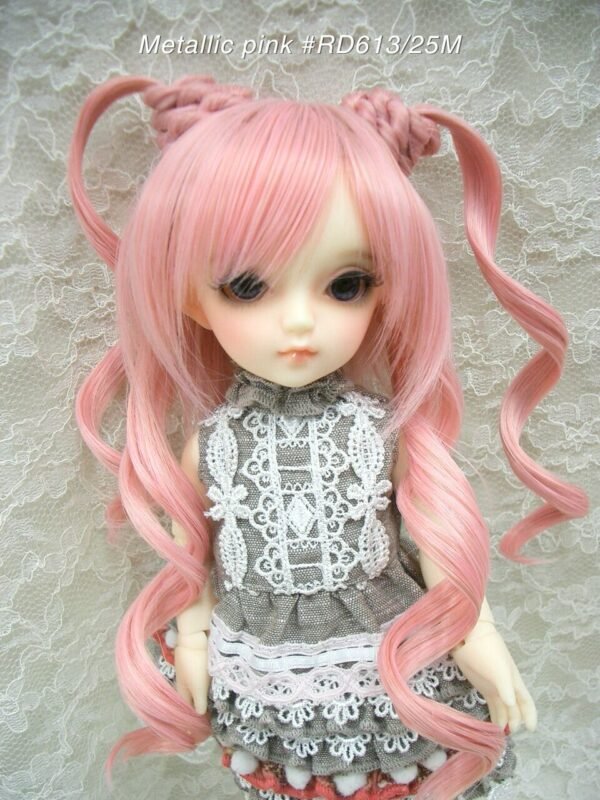 Wig / 6-7 inch / Chignon Curly Twintails (Metallic pink #RD615/25M)