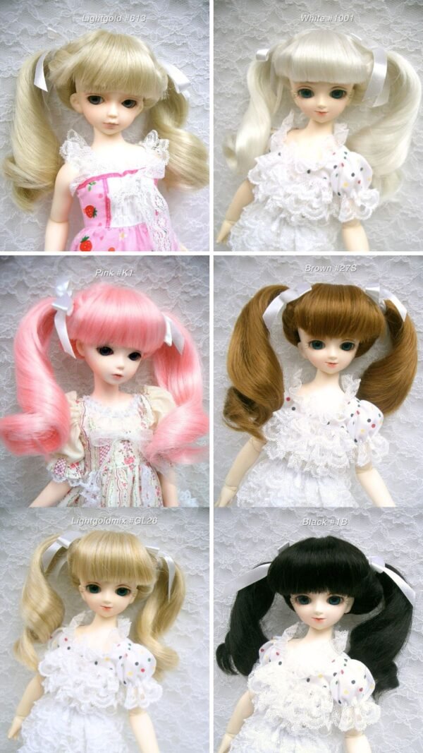 Wig / 7-8 inch / Twintails Ribbon Curly (Brown #27S)