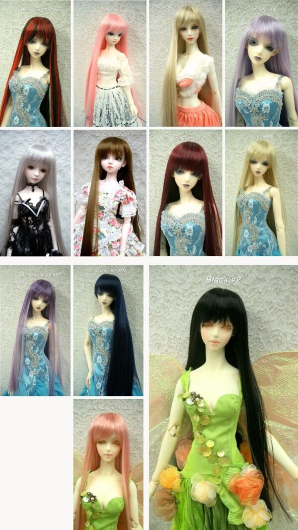 Wig / 8 inch / Long Straight with Bangs *Length 38cm (Grey #60)