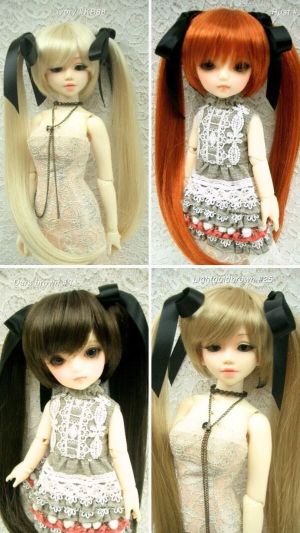 Wig / 6-7 inch / Ribbon Twintails (Lightgoldbrown #25)