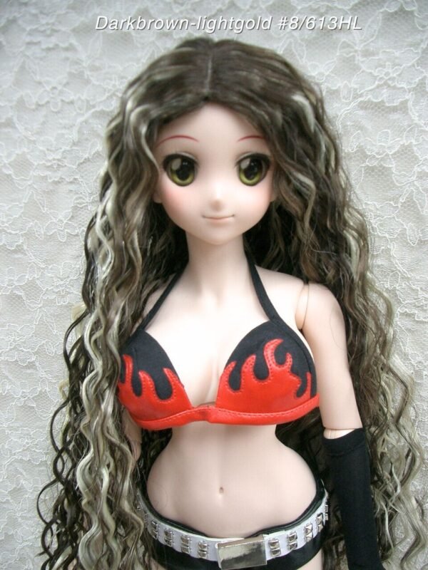 Wig / 8-9 inch / Long Wave (Darkbrown-lightgold #8/613HL)