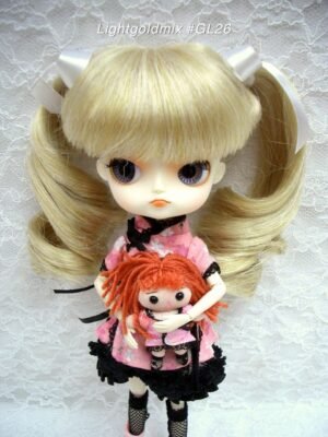 Wig / 8-9 inch / Twintails Ribbon Curly (Lightgoldmix #GL26)
